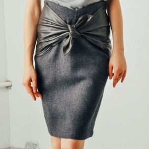 Versace vintage wool and leather pencil skirt size 44 Gianni Versace